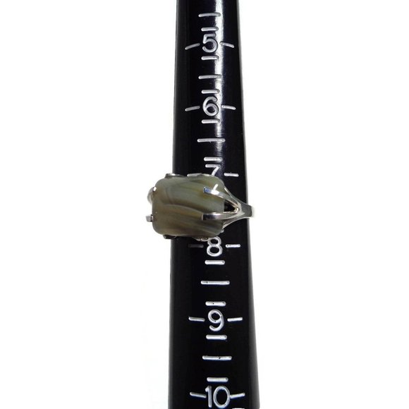 925 Sterling Silver Agate Ring, Natural Agate Ring Size 7.5, Custom Made - Picture 10 of 10